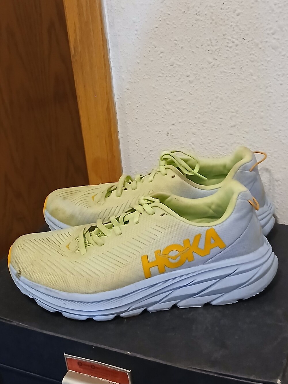 HOKA One One Rincon 3 Yellow Blue Running Shoes Sneakers Women's Size 7.5B
